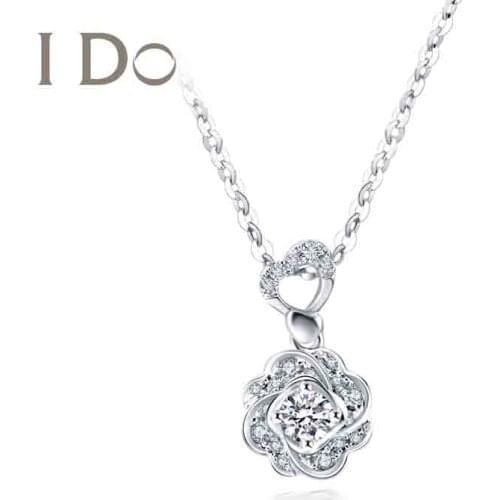 I Do Flower Series Beautiful Flower Fine Real 18K Gold Necklace Genuine Diamond Necklace Fine Jewelry Nice Gift