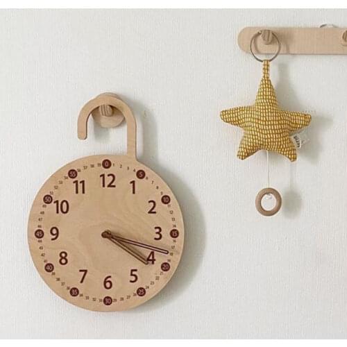 Modern Mute Clock Wooden Wall Hanging Round Silent Non-Ticking Clock Children Bedroom Nursery Living Room Home Decoration