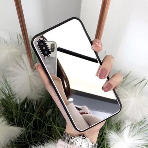 Luxury Soft Mirror Silicone Case for iphone 8 7 Plus 6 6S 7Plus X R XR XS MAX Bling Plating TPU Drop proof Cover Makeup mirror