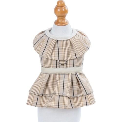 Custom Designer Comfort Puppy Vest Walking Cat Pet Harness Dress With Leash Set Classic Plaid Vest Harness Set