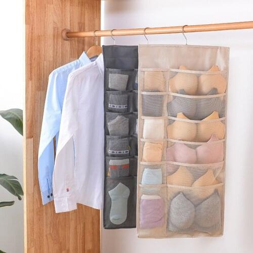 Dual Sided Wall Shelf Wardrobe Storage Bags,Oxford Cloth Space Saver Bag for Bra Underwear Underpants Socks