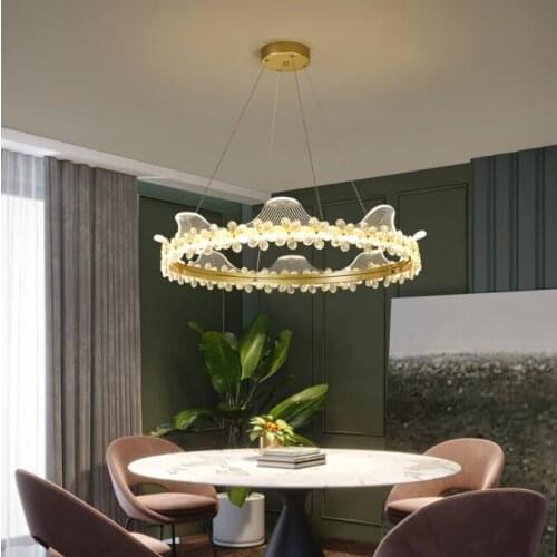 Heng Yuan European Crystal petal round chandelier modern design led lamp living room dining room bedroom decorative lighting