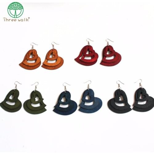 Good charm african girl wood square Latest new arrival heart wood earrings new design quality