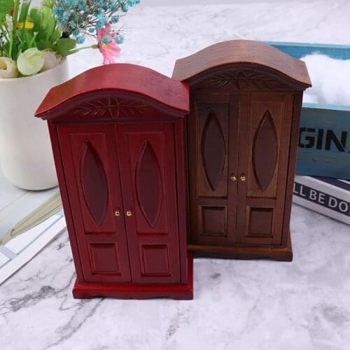 DIY Simulation Miniature 1:12 Dollhouse Wood Display Cupboard Cabinet Shelf Showcase Furniture Doll House Decor Kids Toys