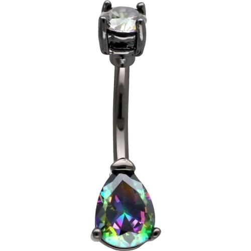 JHJT Fashion Belly Button Ring Body Piercing Water Drop Body Jewelry Navel Piercing 316L Stainless Steel Women Belly Earrings