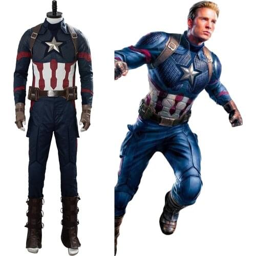 In Stock) Captain cos America Steve Rogers Cosplay Costume Adult Men Uniform Outfit Suit Halloween Carnival Costume Men