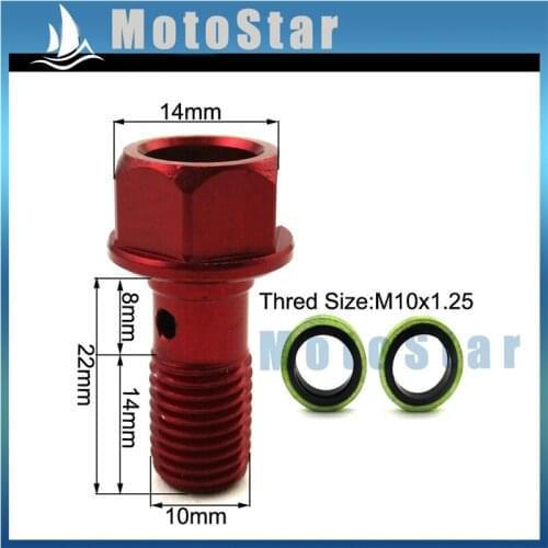 Red M10x1.25 Banjo Bolt For Pit Dirt Bike ATV Quad Go Kart Moped Scooter Motorcycle Brake Oil Cooler