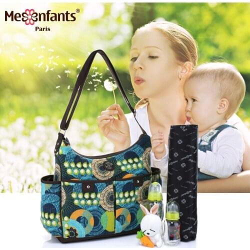 Mesenfants 3 PCS/set Print Baby Bags Multifunction Diaper Bag Mother Maternity Messenger Bags Hobos Baby Stroller Bag