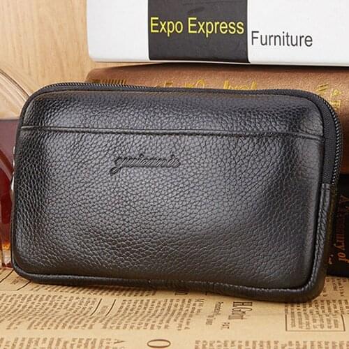 Men Bags Genuine Leather Waist Bag Cell/Mobile Phone Cigarette Hip Belt Bum Fanny Waist Bag wallet
