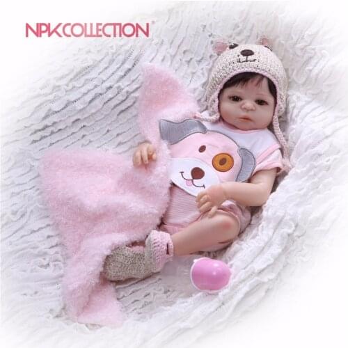NPK Boneca Reborn pink dog Full silicone Vinyl bdoy Reborn Baby Doll Toys Lifelike Child Birthday Xmas Gift bath toy waterproof