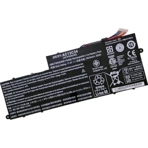 Original AC13C34 2640mAh Laptop Battery For Acer Aspire V5-122P ES1-111M E3-111 E3-112 MS237 ICP5/60/80 11.4V 30WH