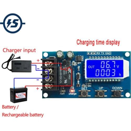 10A 6-60V Battery Charge Controller Protection Board Lithium LCD Display Integrated Circuit Overcharge Protection Control Module