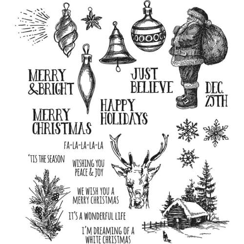 Clear Stamps Merry Christmas Wooden House Santa Claus For DIY Scrapbook Photo Album Craft Card 2021 New