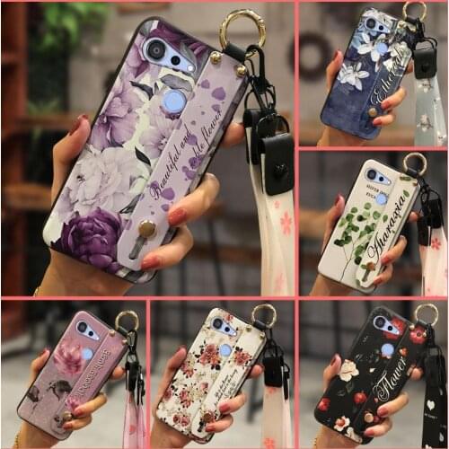Wrist Strap Flower Phone Case For Kyocera Android One S6/Gratina KYV48 Kickstand For Woman Anti-dust