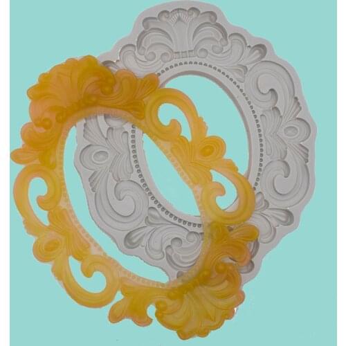 Silicone Mold European-Style Vintage Lace Large Frame Clay Plaster Photo Mirror Frame Concrete Molds Designer Epoxy Resin Molds