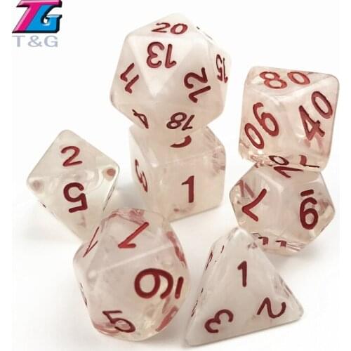 Brand New Translucent Nebula White and Black Polyhedral Dice Set of D4-D20 for DnD Game Plus Bag As Birthday,Wedding Gift