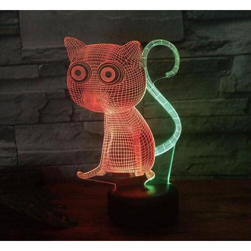 Cat Led 3d Colorful Strange lamp Nightlight Creative Visual Acrylique Usb 7 color change 3d lamp Christmas decorative lights