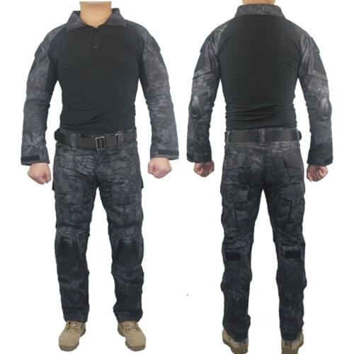 Tactical Military BDU Kryptek Black Uniform Clothing Airsoft US Army Combat Shirt Pants Suit Set Camouflage Hunting Clothes Gear