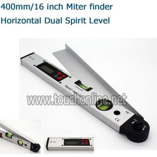 400mm/16 inch Miter finder, Digital angle finder Protractor level tool with LCD Vertical + Horizontal Dual Spirit Level ST99G