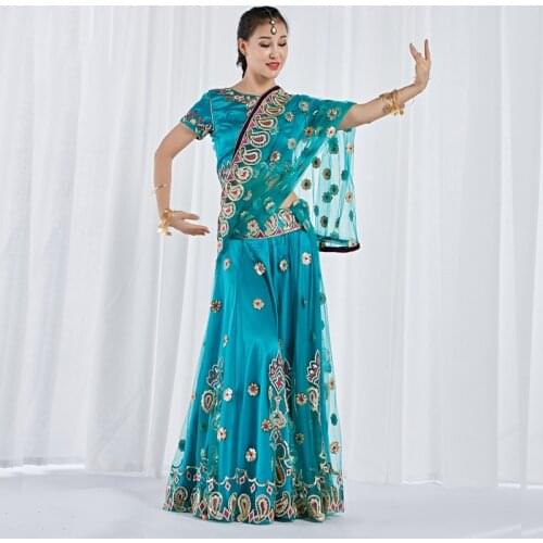 High Quality Sari Indian Dance Clothing Adult Female New Belly Dance Performance Costumes #DP0047