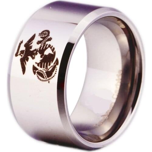 YGK Jewelry Mens Military Army Ring Silver Tungsten Comfort Fit Ring Male Alliance Casual Customize Jewelry Personalize Band