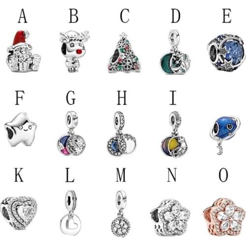 2020 Winter New 925 Sterling Silver Beads Stars and snowflakes Charm fit Original Pan Bracelet Christmas Jewelry