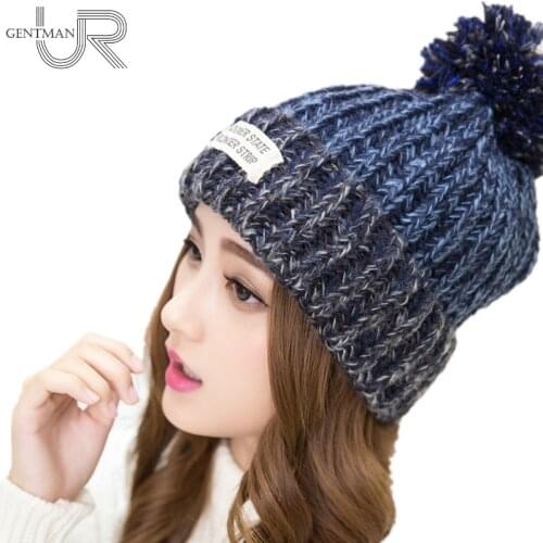 New Fashion Womans Warm Woolen Winter Hats Knitted Fur Cap For Woman Sooner State Letter Skullies & Beanies 6 Colors Hat