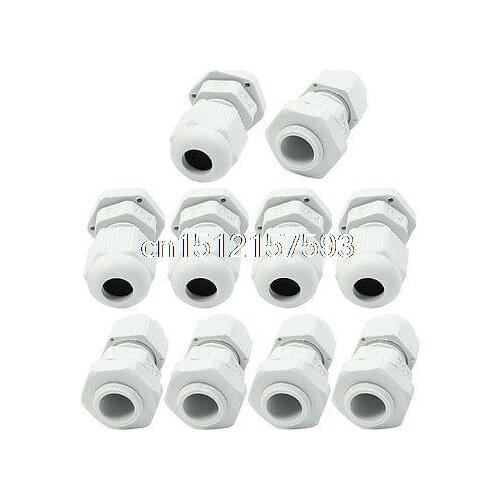 10Pcs PG7 Type White Plastic Waterproof Cable Glands Joints