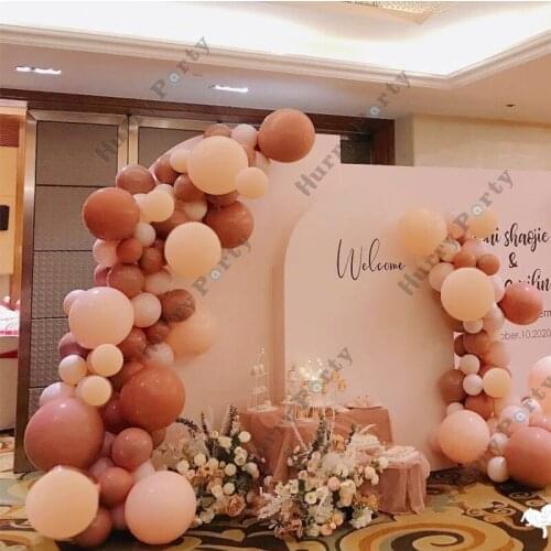 140Pcs 1St Happy Birthday Party Balloon Garland Baby Shwoer Supplies Retro Pink Cream Peach Ballon Wedding Decoration Balloons
