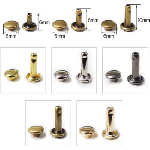 225sets double side cap rivets Tubular Metal Leather Craft Repairs Studs Punk Spike Original unplated garment rivet cap studs