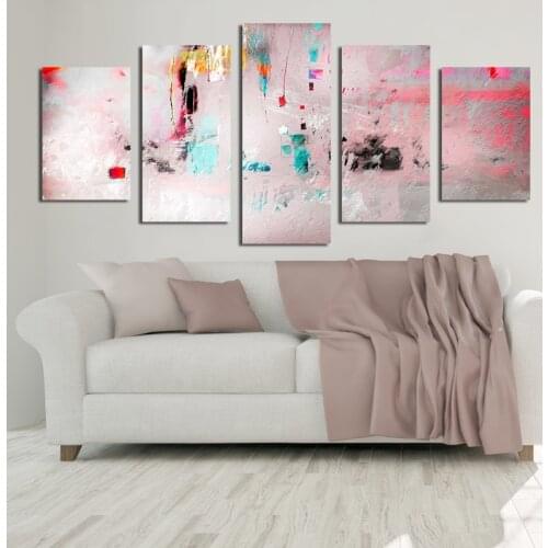 5 Pieces Abstract Colorful Inkjet Decorative Painting Wall Stickers Canvas Hd Print Decor for Living Room Hotel Room Hall Mural