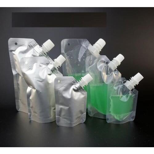 50ml 100ml 250ml Empty Transparent bag Aluminum Foil Spout Bags For Drinking Liquid Storage Bag Milk Sauce Oil Stand Up Pouch SN
