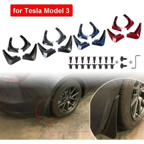 Model3 2021 Mudguards For Tesla Model 3 Carbon Fiber Mud Flaps Splash Guards Fender Matte Black ABS Car Accessories