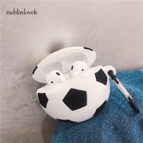 Headphone cover for apple airpods 1 2 case cute 3d basketball football headphone protective pods air silicone case with hook