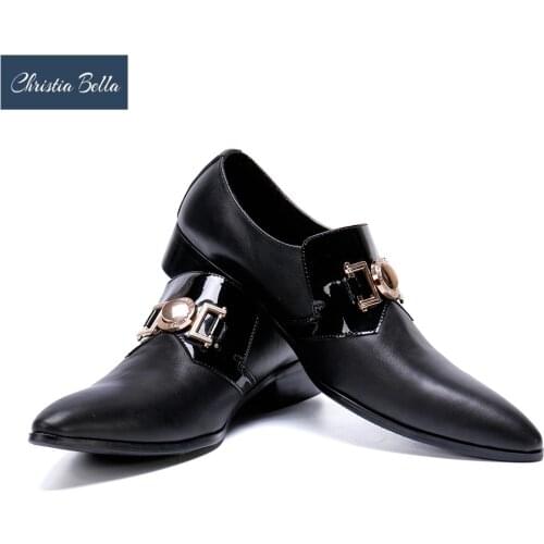 Christia Bella Dress Shoes Leather Men Wedding Office Shoes Brogue Genuine Calf Leather Formal Office Handmade Shoes for Men