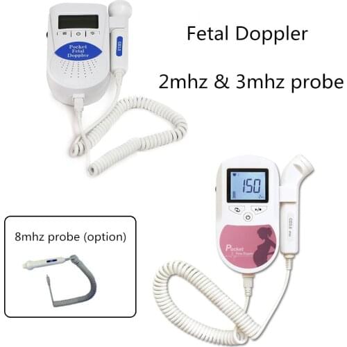 Home Portable Fetal Doppler Pregnancy Grossesse Ultrasom Portatil Embarazo Fetus Baby Heartbeat Monitor Medical 2/3 mhz Probe