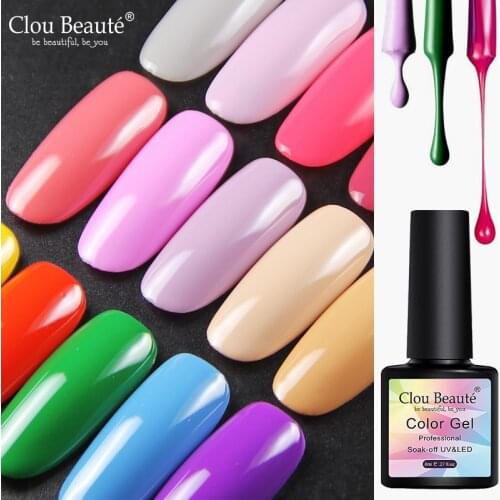 Clou Beaute Gel Nail Polish Sequins Varnish Colors Soak Off UV Gel Nail Art Need Cured Base Top Coat Painting Hybrid Gel Polish