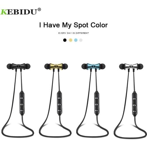 Kebidu Bluetooth 4.2 waterproof sports Earphone Magnetic attraction Headset Build-in Mic with Charging Cable Earphone for iPhone