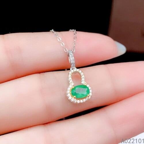 KJJEAXCMY fine Jewelry 925 Sterling Silver Natural Emerald Girl popular gemstone Pendant Necklace Support Test Chinese style
