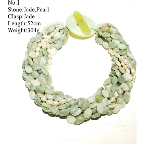 LiiJi Unique Stocksale Necklace Peridots Jades Pearl Green color Choker Necklace Only 1PCS each stock Jewelry for Women