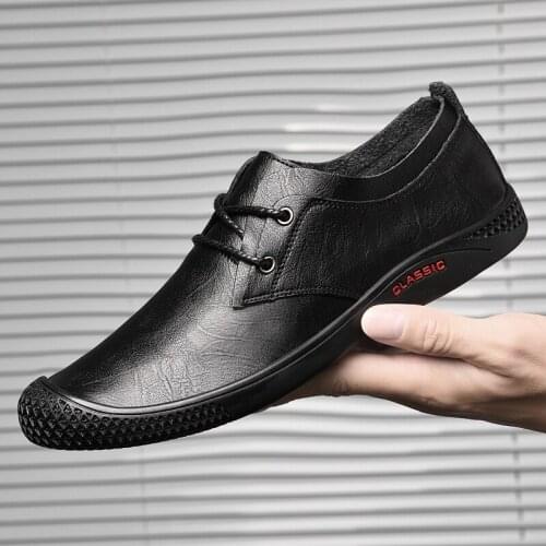 Mens Genuine Leather Loafers Comfortable Casual Shoes Lace-Up Work Shoes Fashion Moccasins Breathable Flat Shoes