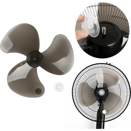 Black 16 Inch Household Plastic Fan Blade Three Leaves with Nut Cover for Standing Pedestal Fan Table Fanner General Accessories