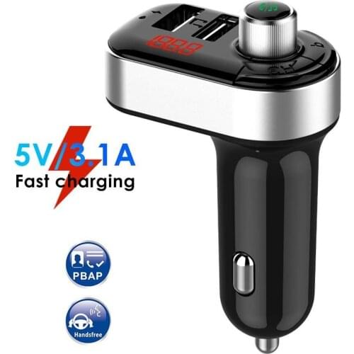 Multi-Function Car Charger Bluetooth MP3 Music Player Handsfree Call QC 3.0 Smart Dual USB Fast Charging Phone Charger Adapter