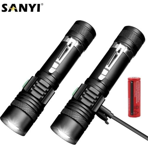 Powerful LED Tactical Flashlight XML T6 Lamp Beads Waterproof Zoomable Focus Flashlights 3 Lighting Modes USB Rechargeable Torch