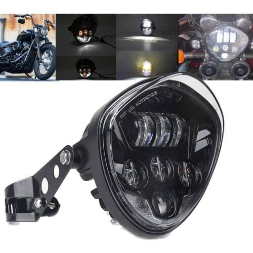 7 inch 50W Motorcycle LED Headlight Hi/Low Beam White/Red DRL Halo with Mounting Bracket for Harley Honda Suzuki Universal V Rod
