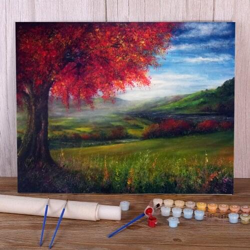 Natural Scenery Autumn View Paint By Numbers Kit Oil Paints 40*50 Canvas Pictures Wall Decoration For Kids For Wholesale