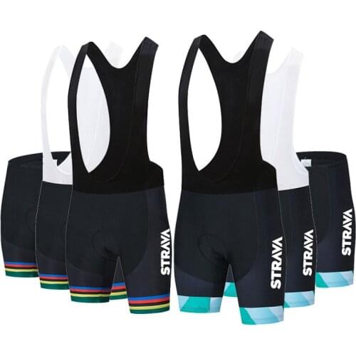 New 2021 Strava Team Men Cycling jersey 19D GEL Pad Bib Shorts MTB Quick Dry Breathable Padded Lycra Sports Bicycle Clothing