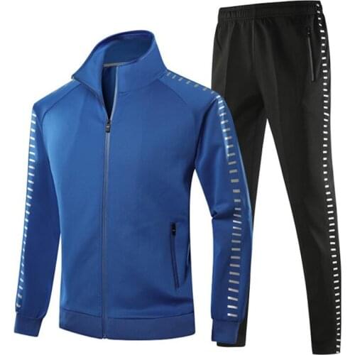 New listing Mens sports suit fashion Mens casual sports suit lapel Fitness Jogging Mens outdoor sports suit jacket + pants