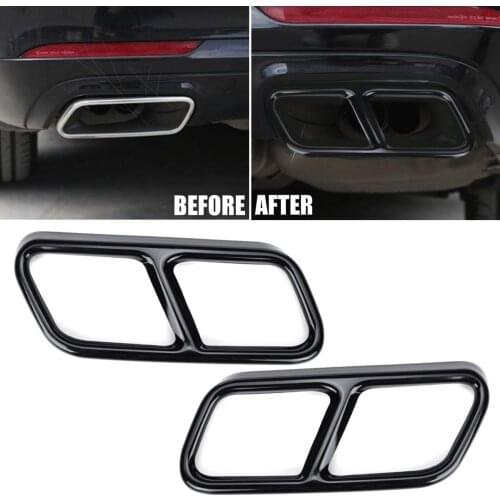 Pair Glossy Black / Silver Rear Dual Exhaust Pipe Sticks Covers For Mercedes for Benz S class W221 W222 C217 A217