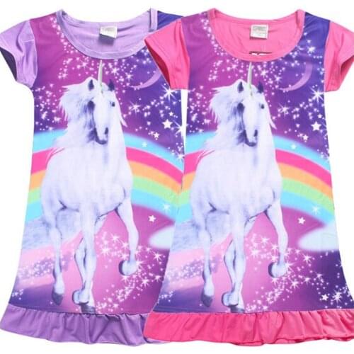Pretty Lovely Summer Toddler Baby Girls 4-10Y Dress 2 Style Unicorn Print Ruffles O-Neck A-Line Knee-Length Dress